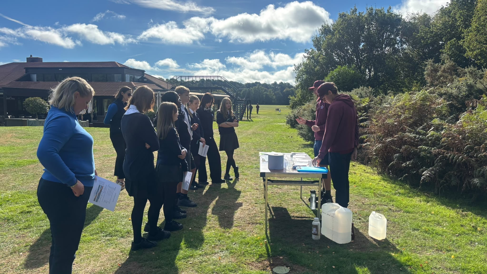 Students at learning station First Green Woburn.JPG