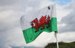 Welsh flag at Royal St David's.jpg