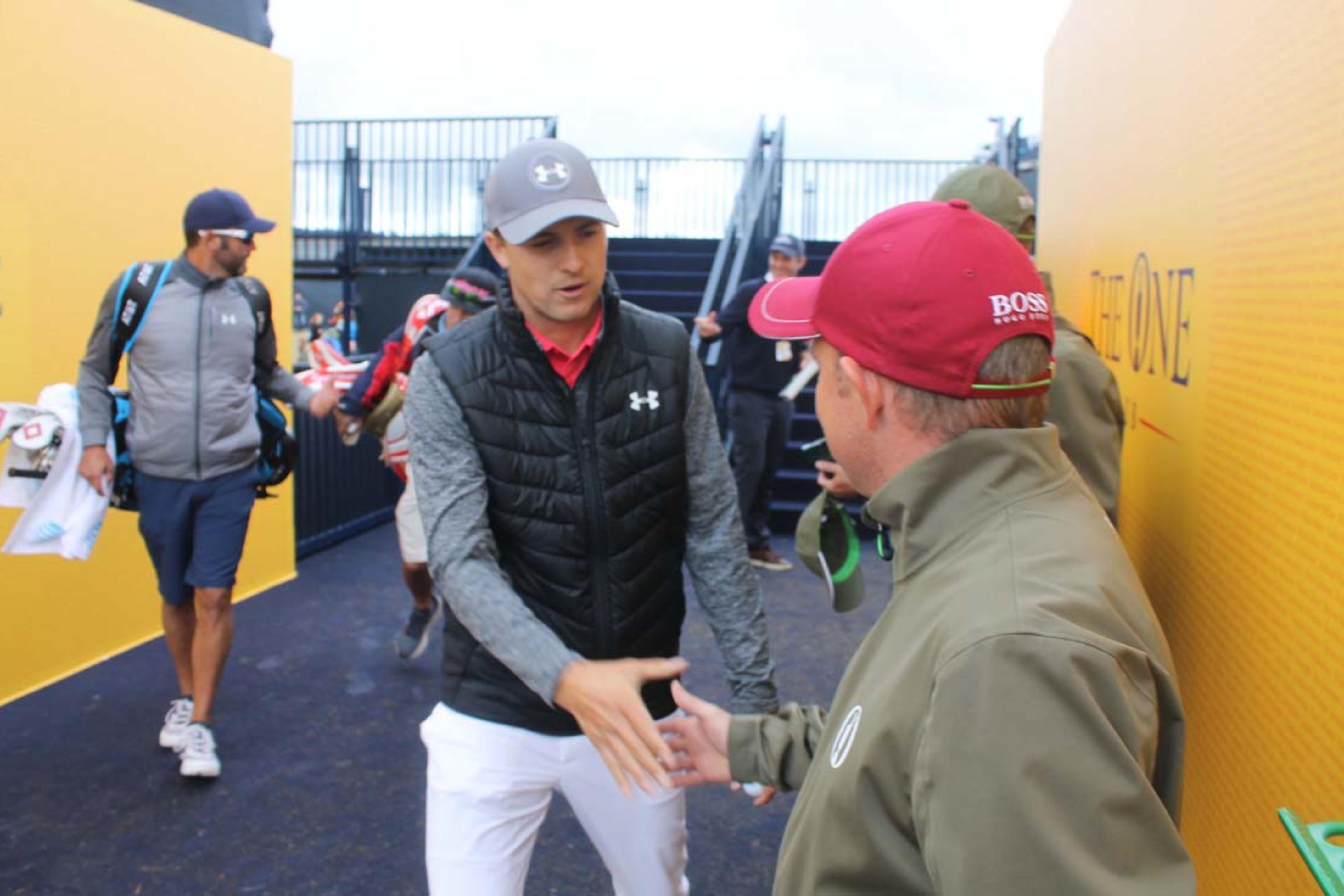 Jordan Spieth and Shaun Cunningham at The Open.JPG
