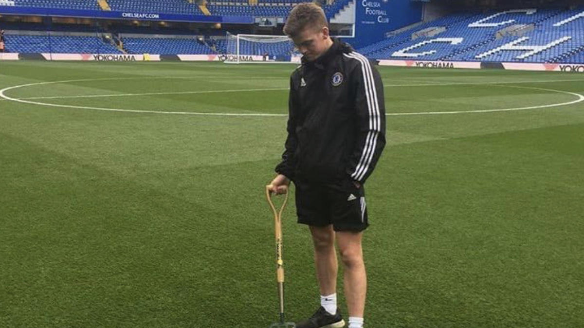 Carl during his time as a groundsman at Chelsea's Stamford Bridge in 2017.jpg